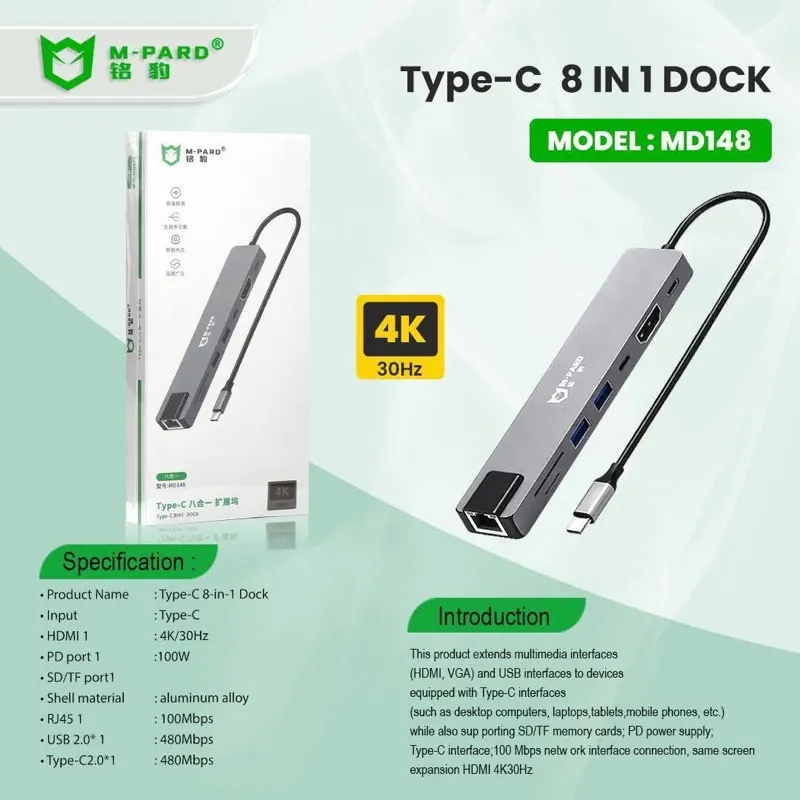 Type C 8 in 1 Dock