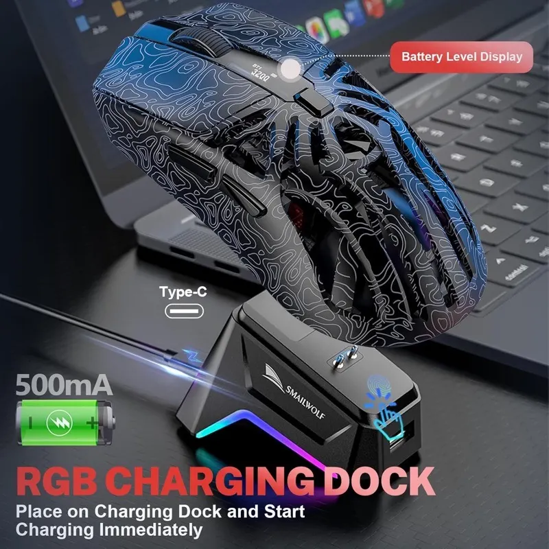 Mouse SMAILWOLF M8 Tre-Mode (Bluetooth+2.4GH+wired)